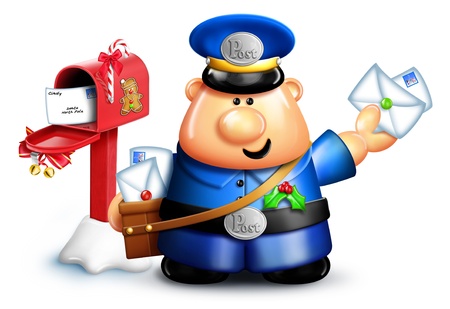 Whimsical Cartoon Mailman with Mailboxの写真素材