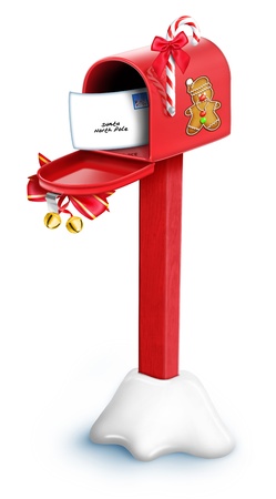 Whimsical Christmas Mailbox with postの写真素材