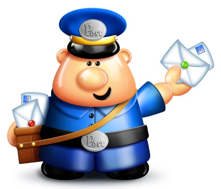 Whimsical Cartoon Mailmanの写真素材