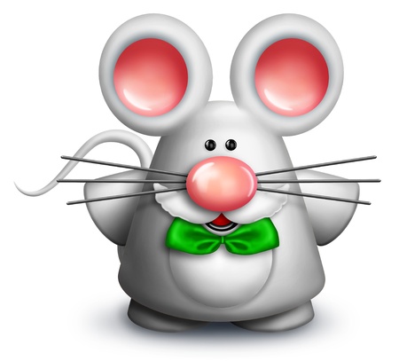 Whimsical Christmas Cartoon Santa Mouseの写真素材