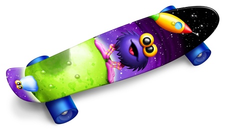 Whimsical Skateboard with Alien Designの写真素材