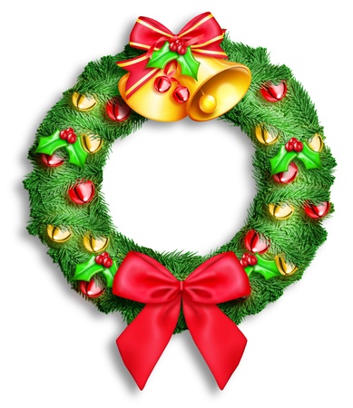 Illustrated Christmas Wreathの写真素材