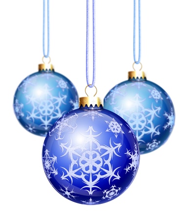 Blue Snowflake Christmas Ballsの写真素材