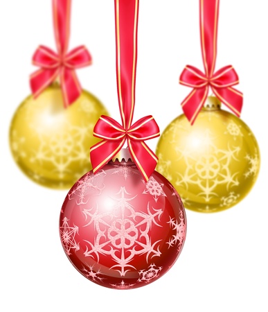 Red and Gold Snowflake Christmas Ballsの写真素材