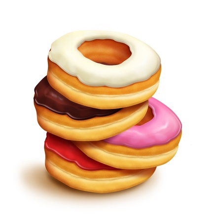 Illustrated Stack of Doughnutsの写真素材