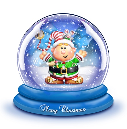 Whimsical Cartoon Elf Snow Globeの写真素材