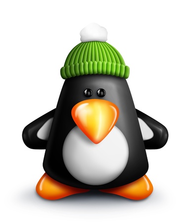 Whimsical Cartoon penguin with Knit Capの写真素材