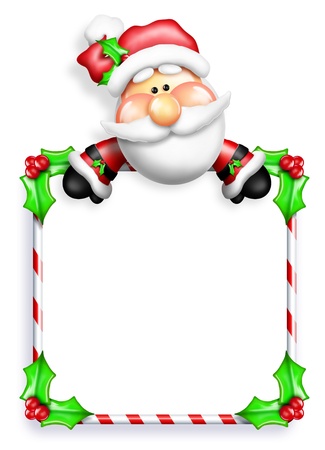 Whimsical Cartoon Santa leaning Over Signの写真素材