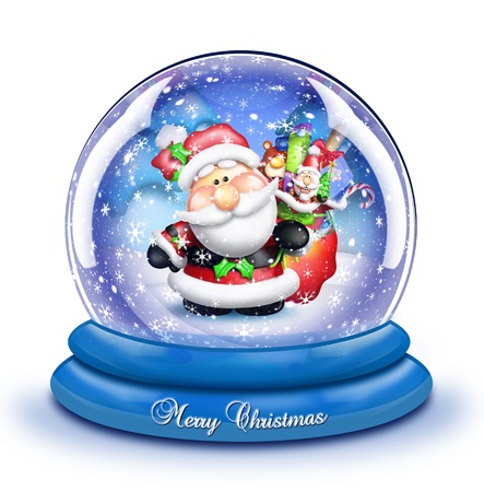 Whimsical Cartoon Santa Snow Globeの写真素材