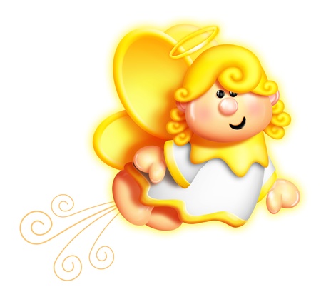 Whimsical Cartoon Angel Flyingの写真素材