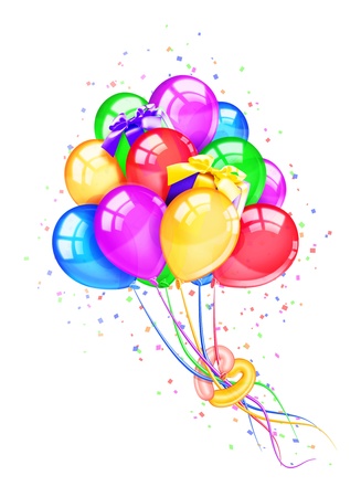 Whimsical Birthday Party Balloons with Giftsの写真素材