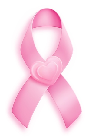 Pink Breast Cancer Ribbon with Heartsの写真素材
