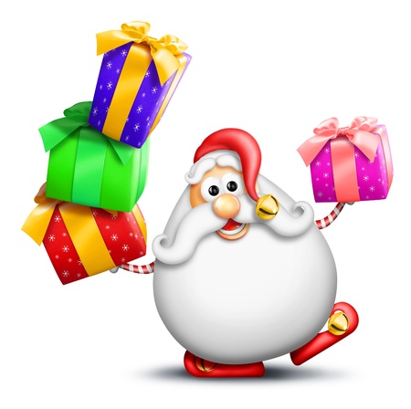 Big Beard Cartoon Santa with Giftsの写真素材