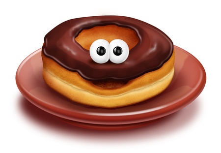 Whimsical Cartoon Doughnut on Plateの写真素材