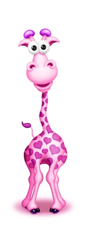 Whimsical Cute Cartoon Giraffe Girlの写真素材