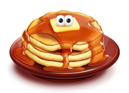 Whimsical Cartoon Pancake Stack with Syrup and Butterの写真素材