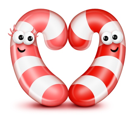 Whimsical Cartoon Candy Cane Heartの写真素材