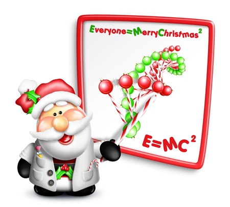 Whimsical Cartoon Santa Scientist with DNA Strandの写真素材