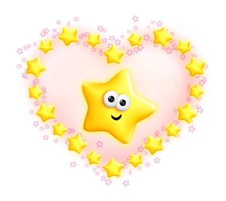 Whimsical Cute Cartoon Star Heartの写真素材