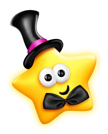Whimsical Cartoon Cute Star in Top Hatの写真素材
