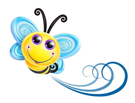 Whimsical Kawaii Cute Cartoon Beeの写真素材