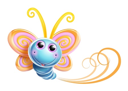 Whimsical Kawaii Cute Cartoon Butterflyの写真素材
