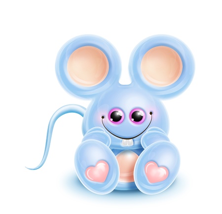 Whimsical Kawaii Cute Cartoon Mouseの写真素材