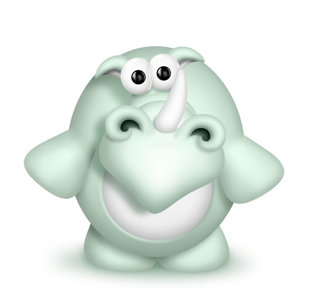 Whimsical Cute Cartoon Rhinoの写真素材