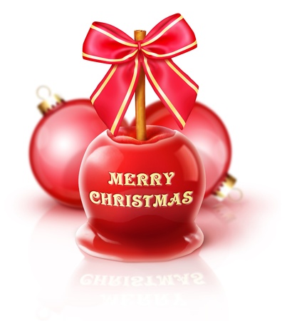 Illustrated Merry Christmas Candy Apple with Ornamentsの写真素材