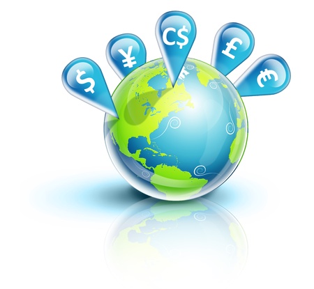 Illustrated Planet Earth Currency Symbolの写真素材