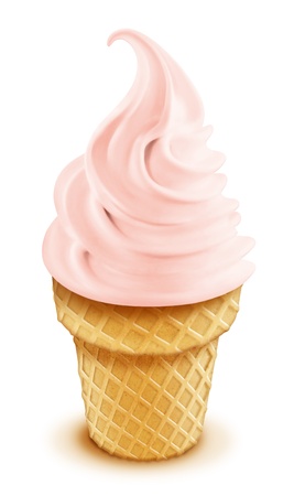Illustrated Strawberry Ice Cream Coneの写真素材