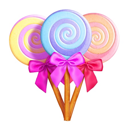 Illustrated Whimsical Lollipops with Bowsの写真素材