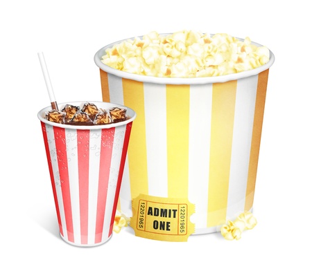 Illustrated Popcorn Bucket and Sodaの写真素材