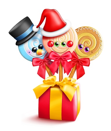 Kawaii Whimsical Cute Cartoon Christmas Lollipopsの写真素材