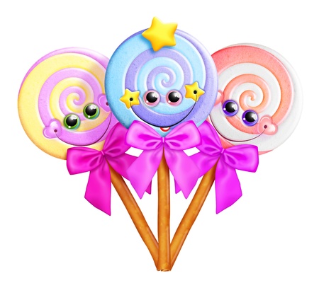 Kawaii Whimsical Cute Cartoon Lollipopsの写真素材