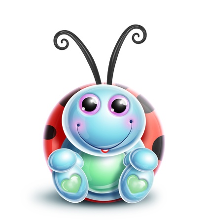 Kawaii Whimsical Cute Cartoon Ladybugの写真素材