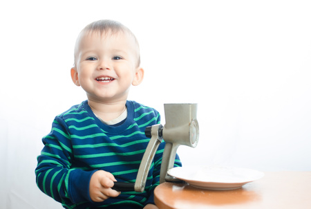 Child makes powdered sugarの写真素材