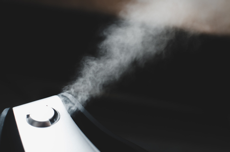 The steam from the humidifier night in a child's bedroom, a lot of volume pairの写真素材