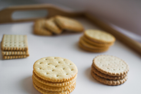 miscellaneous biscuits, biscuits and stuffed with white background, home cozy room
