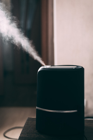 The steam from the humidifier night in a child's bedroom, a lot of volume pair