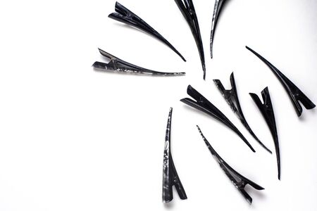 Black and gray clips on a white background copy of the space coolの写真素材