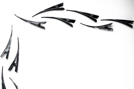 Black and gray clips on a white background copy of the space coolの写真素材