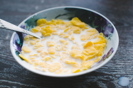 Cornflakes in a bowlの写真素材