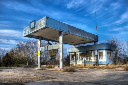 An abandoned gas stationの写真素材