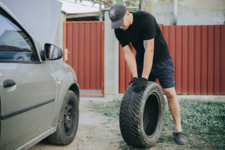 Man placing euro notes into an envelope, symbolizing financial savings and budgeting strategies.の写真素材