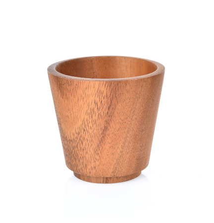 Cup of Water Wood isolated on White Backgroundの写真素材