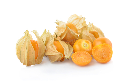 Cape gooseberry (physalis) isolated on white backgroundの写真素材
