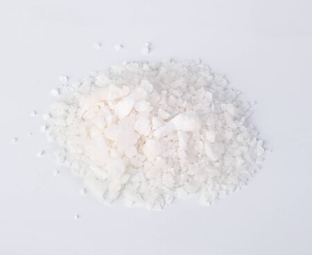 Top view of salt isolated on white backgroundの写真素材