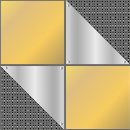Metallic background with brilliant brass and steel platesのイラスト素材