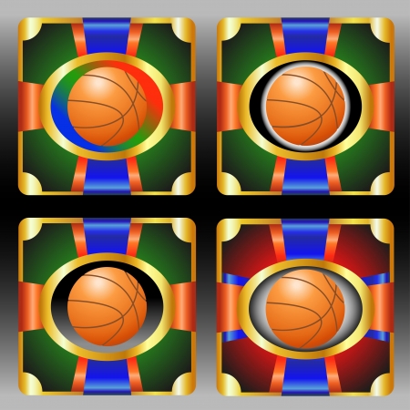 Set  with basketball  emblem のイラスト素材
